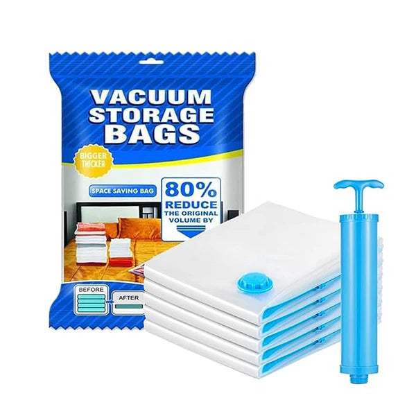 Space Saver (Set of 5) Reusable Vacuum Storage Ziplock Compression Sealer Bags