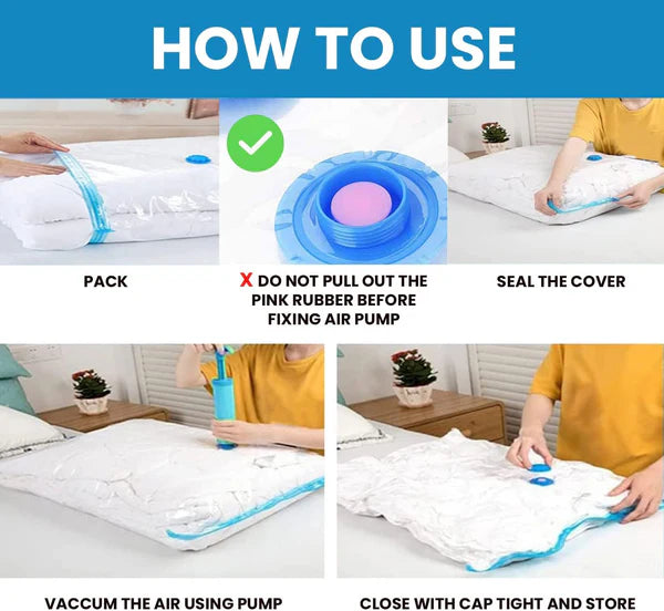 Space Saver (Set of 5) Reusable Vacuum Storage Ziplock Compression Sealer Bags