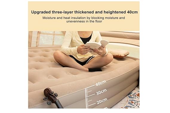 Single Air Bed, Inflatable Bed with Built-in Electric Pump.