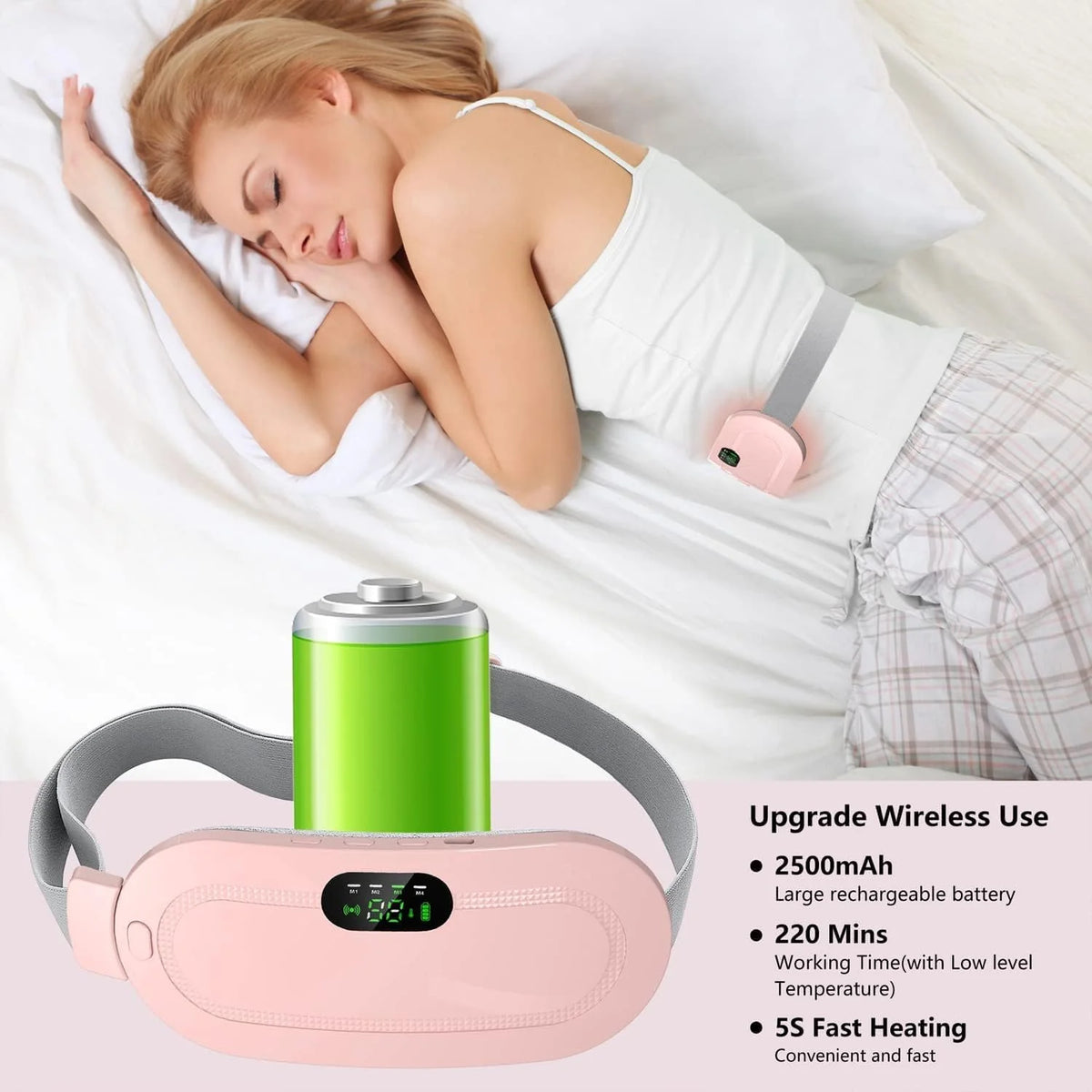 Portable Cordless Period Cramp Massager & Heating Pad