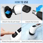 9-in-1 Electric Cleaning Brush – Multi-Surface Power Scrubber with Dual Speeds, Extendable Handle, Rechargeable Battery, and 9 Brush Heads for Home, Bathroom, Kitchen, Car (Pack of 1)
