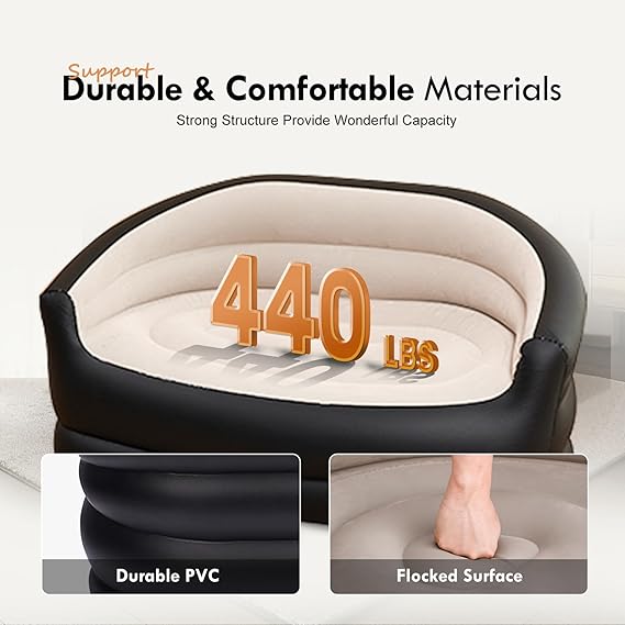 Comfort Outdoor and Indoor Portable Double Air Sofa Inflatable Sofa Bed Inflatable Sofa. Ergonomically designed for optimal relaxation, perfect for lounging in any space.