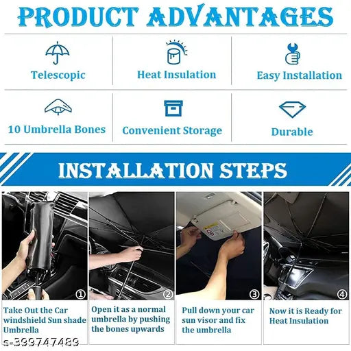 Car Sunshade Windshield Cover, Umbrella Windshield Sunshade for Car Front Window Sun Protection