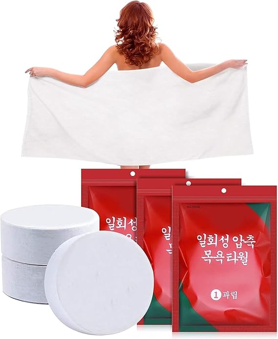 Disposable Bath Towels for Travel, Cotton Compressed Women and Men
