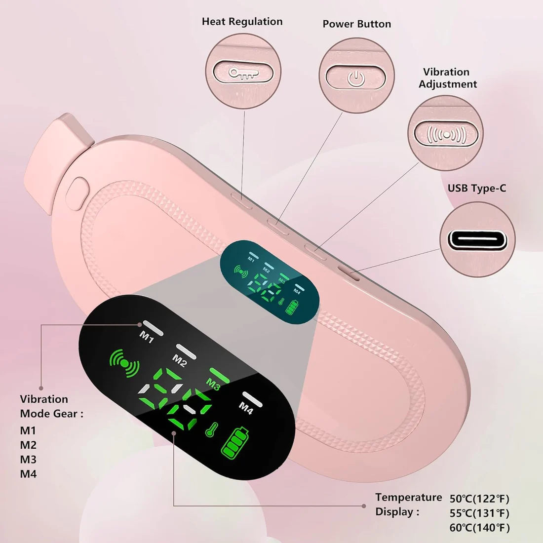 Portable Cordless Period Cramp Massager & Heating Pad