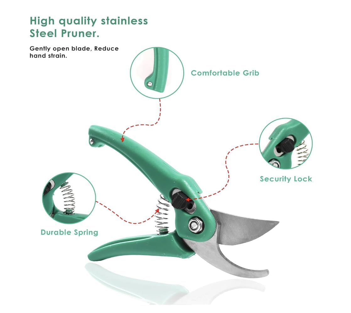 Heavy-Duty Pruning Shear Cutter | 1 Pc Bypass Iron Pruner with Smart Lock | Garden Tool for Plants & Grass