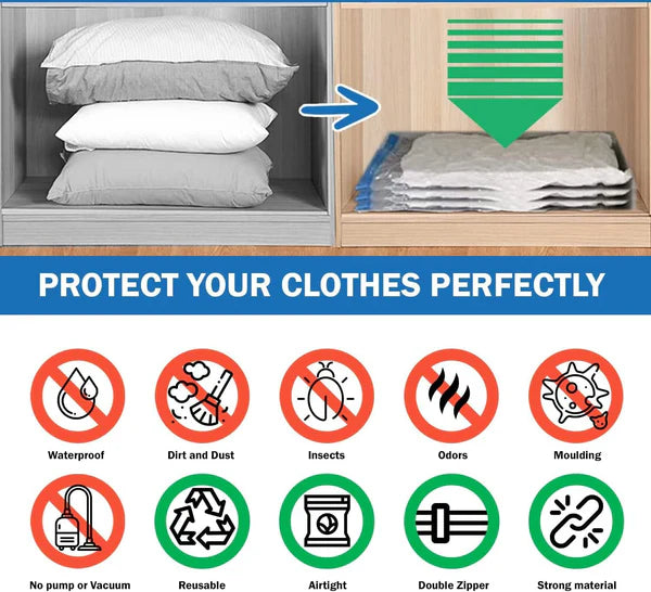Space Saver (Set of 5) Reusable Vacuum Storage Ziplock Compression Sealer Bags