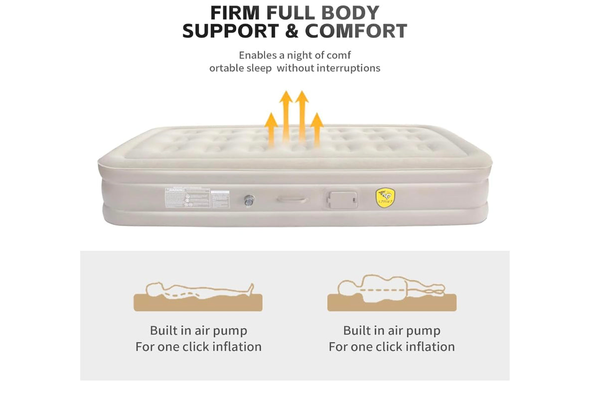 Single Air Bed, Inflatable Bed with Built-in Electric Pump.